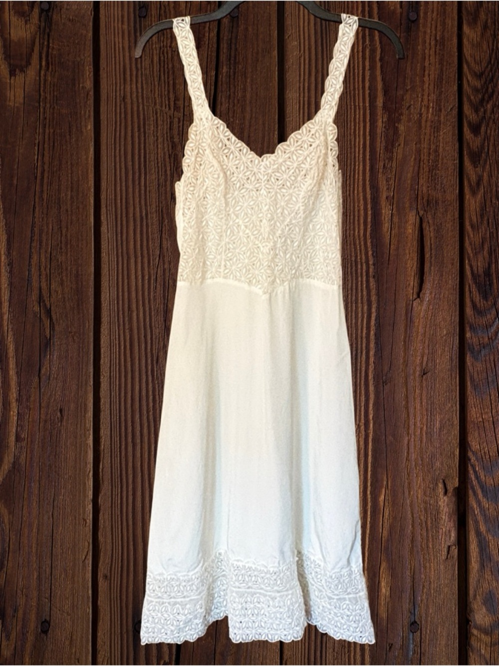 Vintage Embroidered Lace Trim Chemise Silk Slip